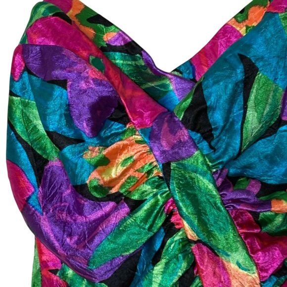 SlimSuit Vintage Floral Ruched One Piece Swimsuit Halter Tie Retro Shaping 10 - Picture 10 of 11